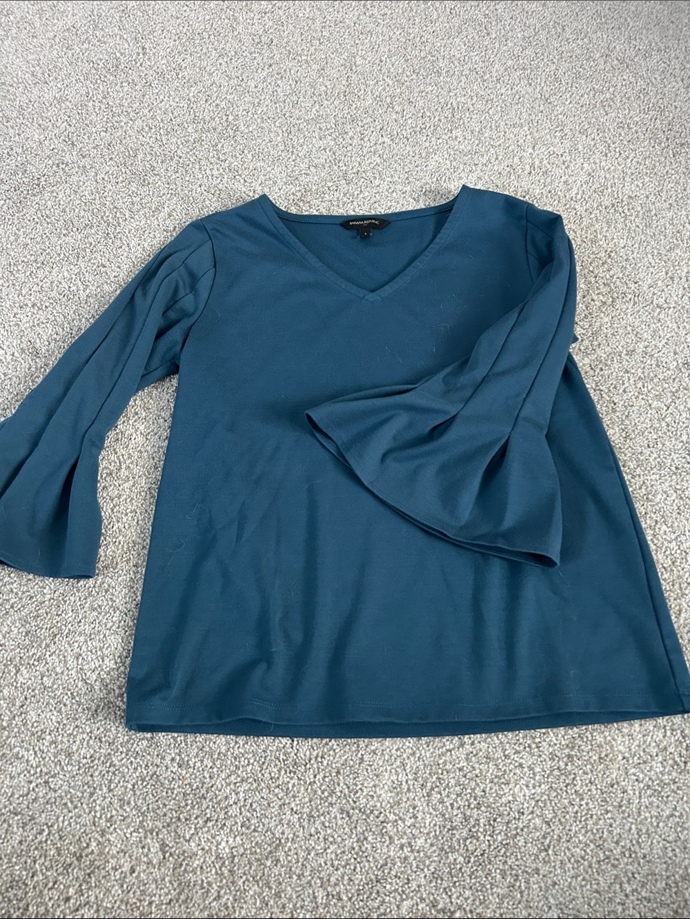 Banana Republic Teal V-Neck Bell Sleeve Blouse